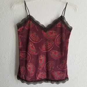 Camisole Brown Lace Paisley Velvet Size Small